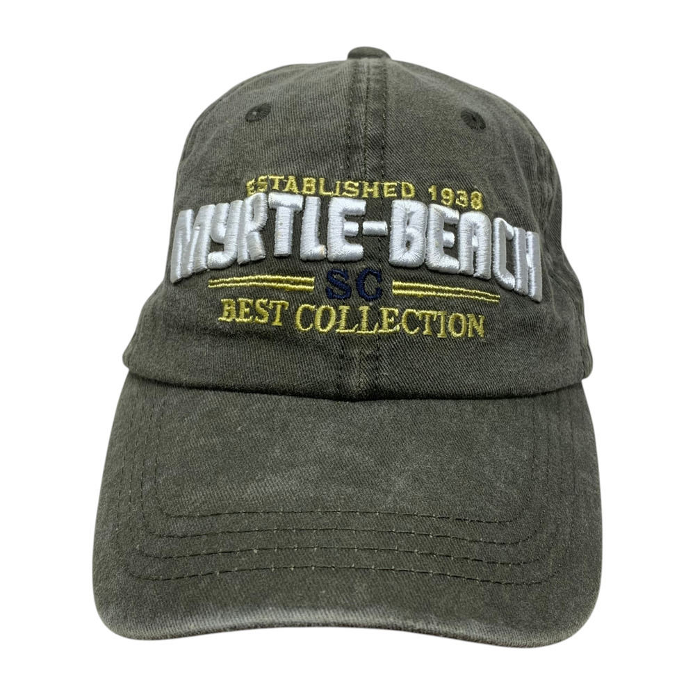 Myrtle Beach SC Strapback Hat Gray Washed Cotton Dad Cap One Size Souvenir